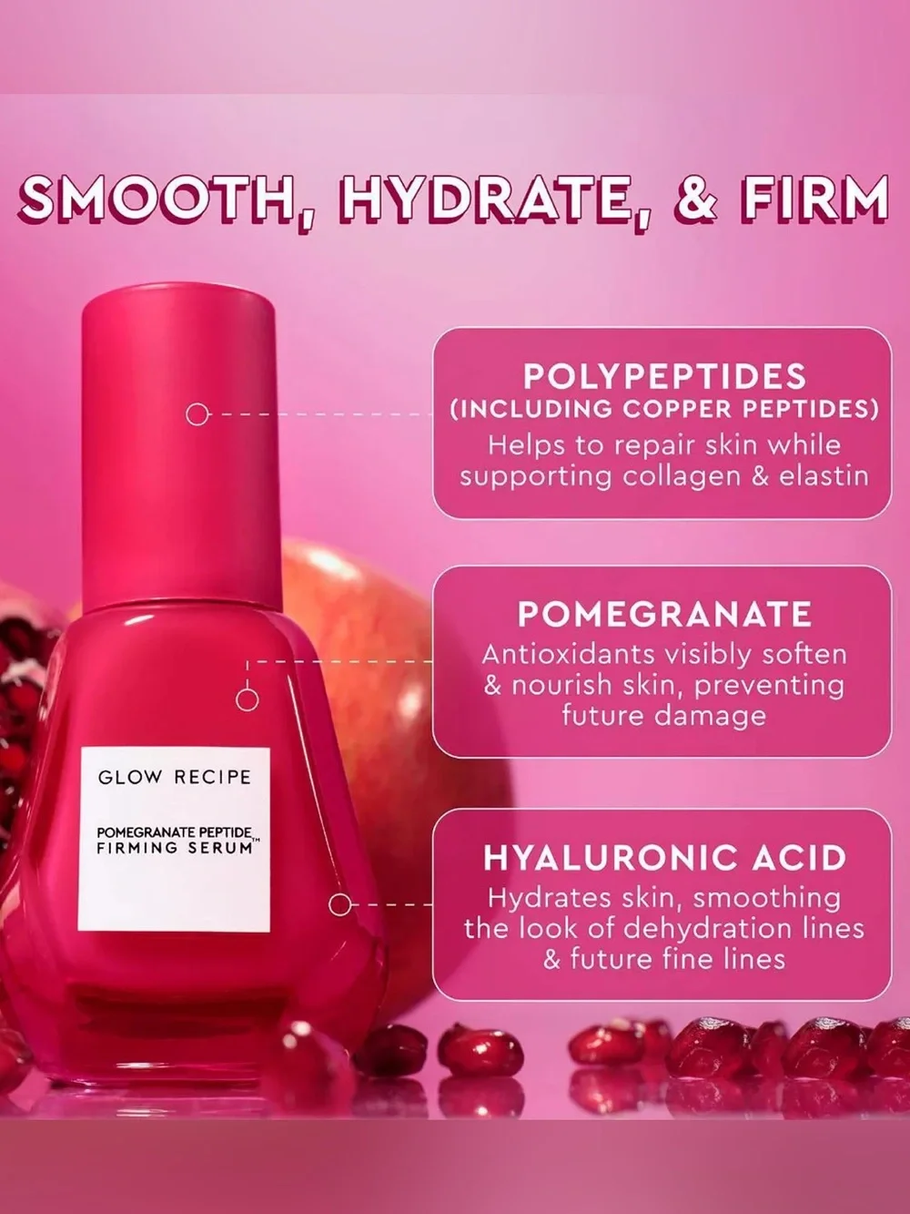 NEW Glow Recipe POMEGRANATE PEPTIDE FIRMING SERUM